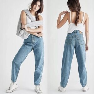 Levis Womens Premium High Loose Taper Jeans Light Wash Cotton Hemp Baggy Relaxed